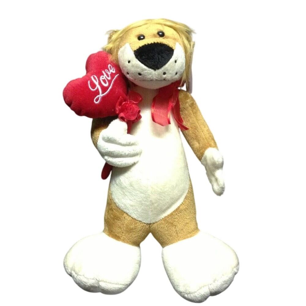 Red & Pink - Lion with Love Heart Plush ~14" - Valentine